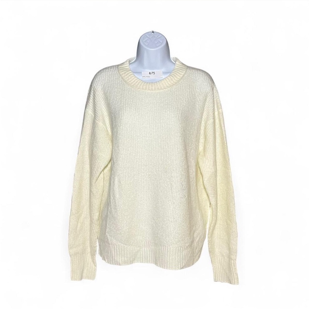 NWT American Eagle Whoa So Soft Cream Sweater Ribbed Knit M Oversized Cozy Fall
